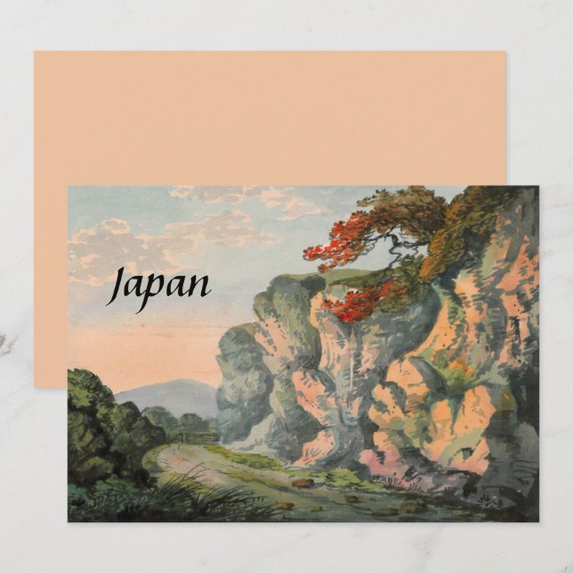 Vintage Malerei Japan Landschaft Souvenir Karte (Vorne/Hinten)