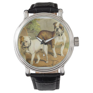 Vintage Malerei von englischen Bulldogs Armbanduhr