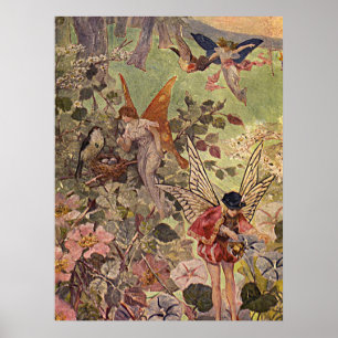 Vintage Malerei von Gewächsen und Blume Poster