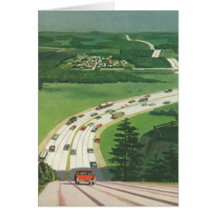 Vintage malerische amerikanische Autobahnen, Autos