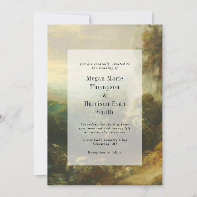 Vintage malerische Landschaft Einladung Hochzeit (Vorderseite)