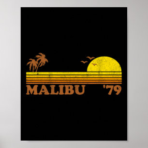 Vintage Malibu Kalifornien Retro-Strand Surfen 70e Poster