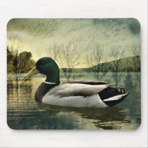 Vintage Mallard Duck Weathered Postcard Mousepad