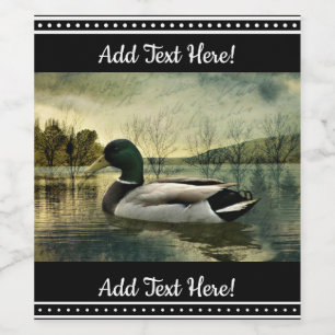 Vintage Mallard Duck Weathered Postcard Weinetikett