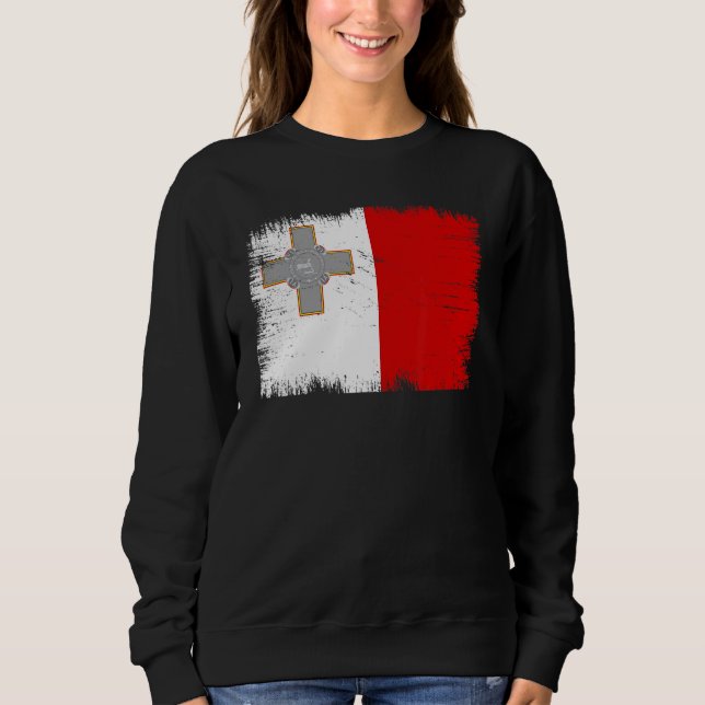 Vintage Malta Flag Maltese Independence Day Sweatshirt (Vorderseite)