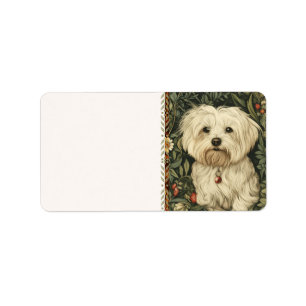 Vintage-Malteser- oder Bichon-Welpe Adressaufkleber