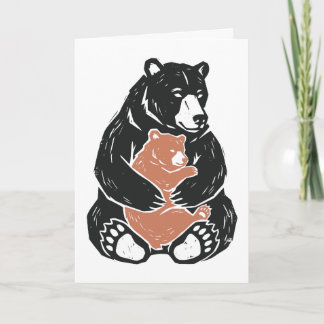Vintage Mama-Bär und Baby-Bärenkuschel-Distressed- Feiertagskarte