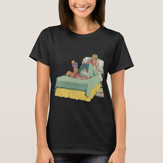 Vintage Mama Frühstück im Bett T-Shirt (Vorderseite)