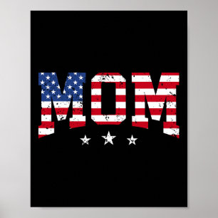Vintage Mama Muttertag Amerikanische Mama USA Flag Poster