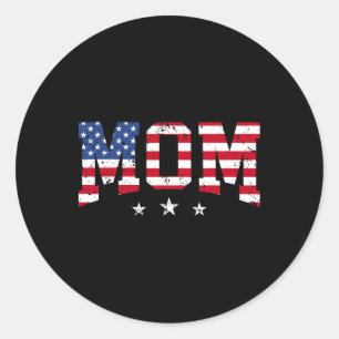 Vintage Mama Muttertag Amerikanische Mama USA Flag Runder Aufkleber