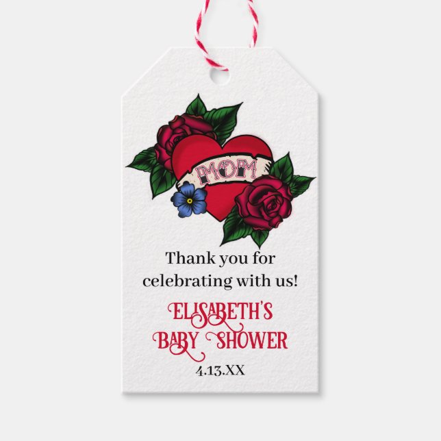Vintage Mama Tattoo Gefallen Tags Geschenkanhänger (Vorderseite)