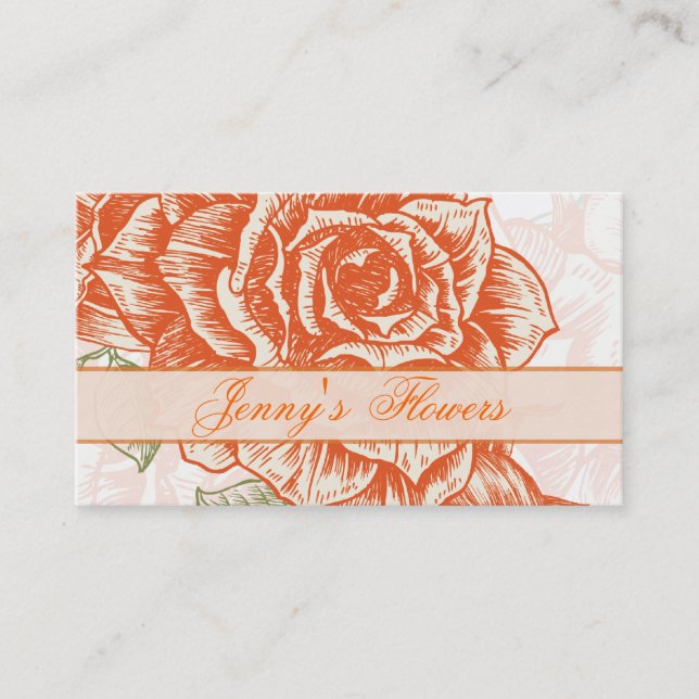 Vintage Mandarine Orange Rose Visitenkarte (Vorderseite)