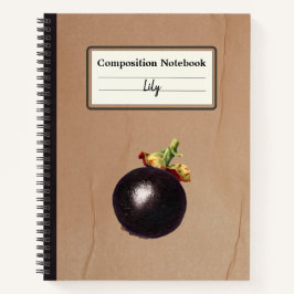 Vintage Mangosteen Illustration Personalisiert Com Notizbuch