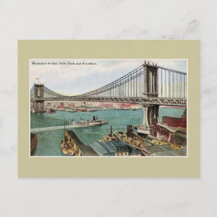 Vintage Manhattan Bridge, Hudson, Brooklyn NYC Postkarte