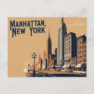 Vintage Manhattan, New York Postkarte