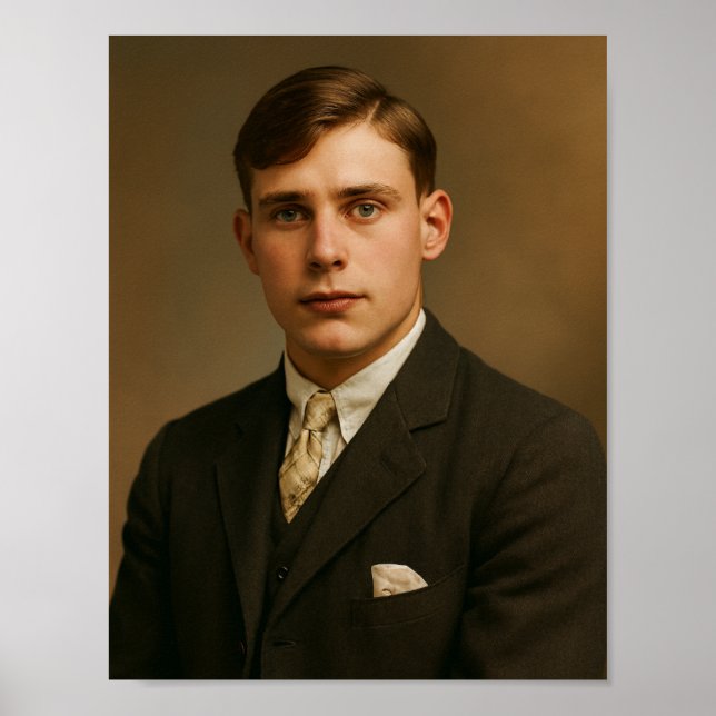 Vintage-Mann-Foto Poster (Vorne)
