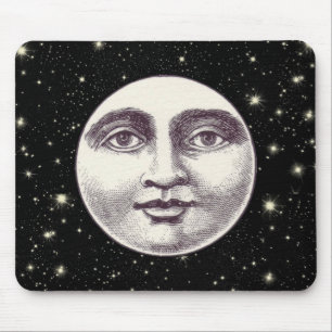 Vintage Mann im Mond Vollmond Gesicht Mousepad