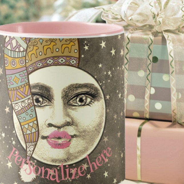 Vintage Mann im Mond whimsissige Winterhut Tasse (Von Creator hochgeladen)