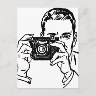 Vintage Mann mit Kamera Postkarte
