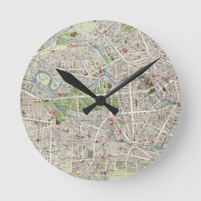 Vintage Map of Berlin Germany (1905) Runde Wanduhr (Vorderseite)