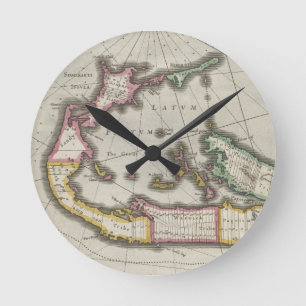 Vintage Map of Bermuda (1638) Runde Wanduhr