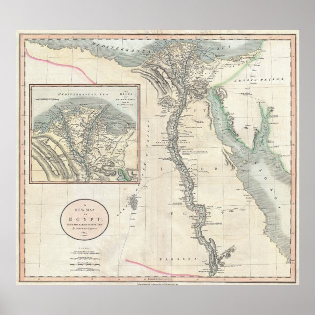 Vintage Map of Egypt (1805) Poster (Vorne)