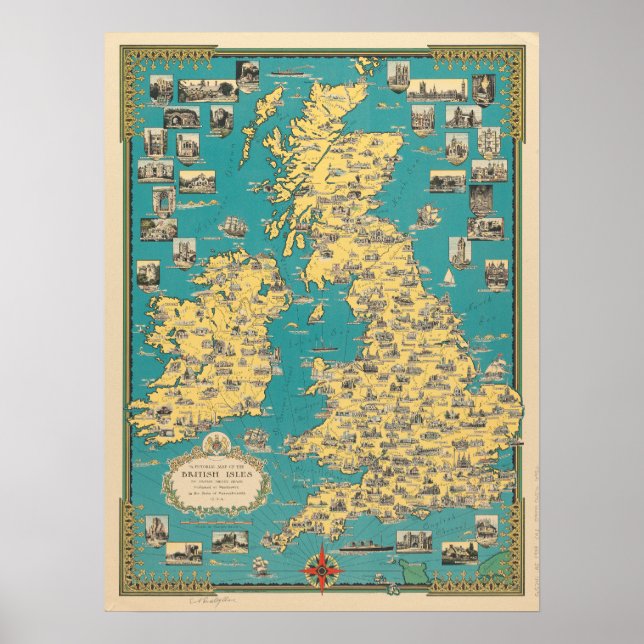 Vintage Map of Great Britain Poster (Vorne)