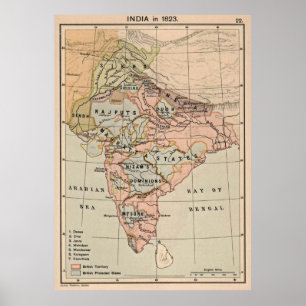 Vintage Map of India (1823) Poster