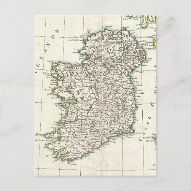 Vintage Map of Ireland (1771) Postkarte (Vorderseite)