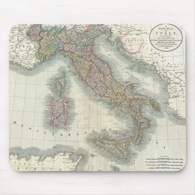 Vintage Map of Italy Mousepad (Vorne)