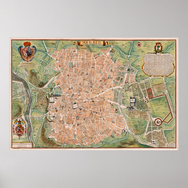 Vintage Map of Madrid Spain (1705) Poster (Vorne)