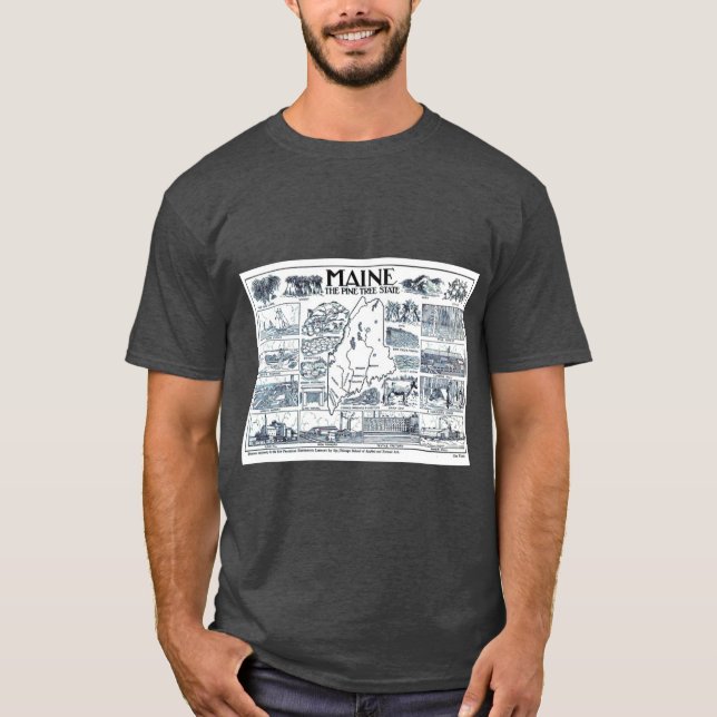 Vintage Map of Maine 1912 T-Shirt (Vorderseite)