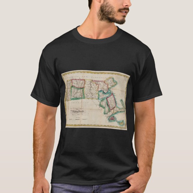 Vintage Map of Massachusetts 1827 T-Shirt (Vorderseite)