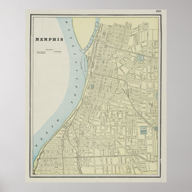 Vintage Map of Memphis Tennessee (1901) Poster (Vorne)