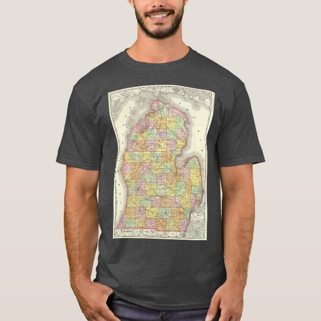 Vintage Map of Michigan 1897 T-Shirt (Vorderseite)
