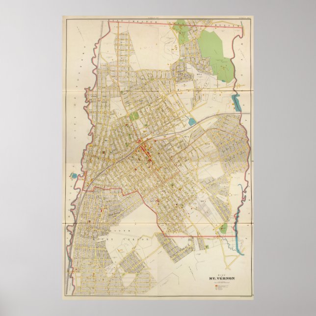 Vintage Map of Mount Vernon NY (1893) Poster (Vorne)