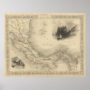 Vintage Map of Panama 1851 Poster