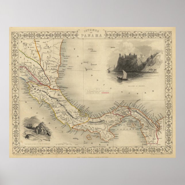 Vintage Map of Panama 1851 Poster (Vorne)