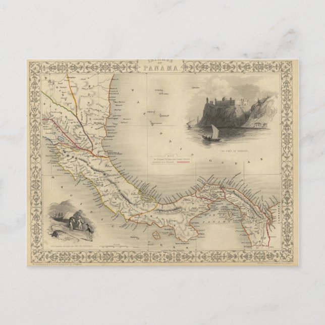 Vintage Map of Panama 1851 Postkarte (Vorderseite)