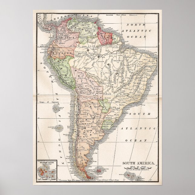 Vintage Map of South America Poster (Vorne)