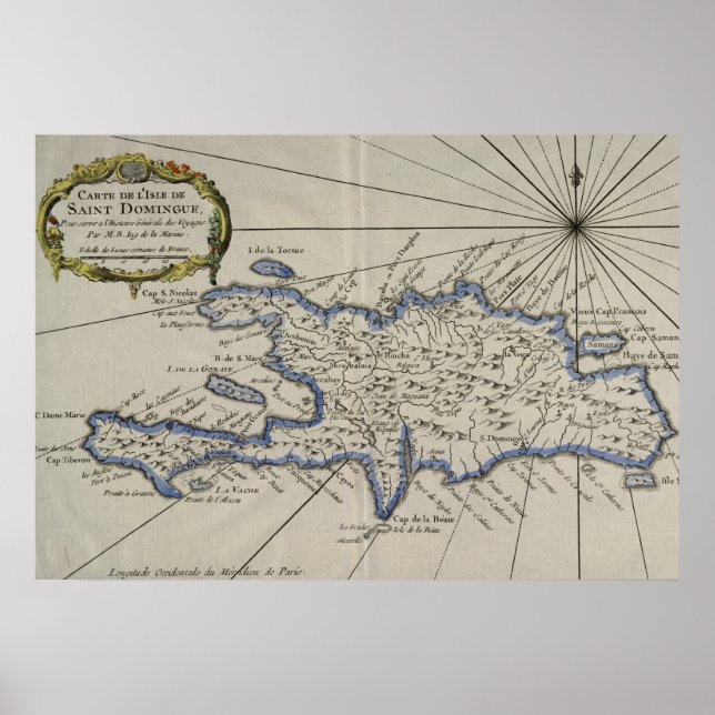 Vintage Map of The Dominican Republic (1750) Poster (Vorne)