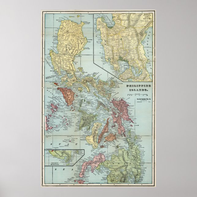 Vintage Map of The Philippines (1898) Poster (Vorne)