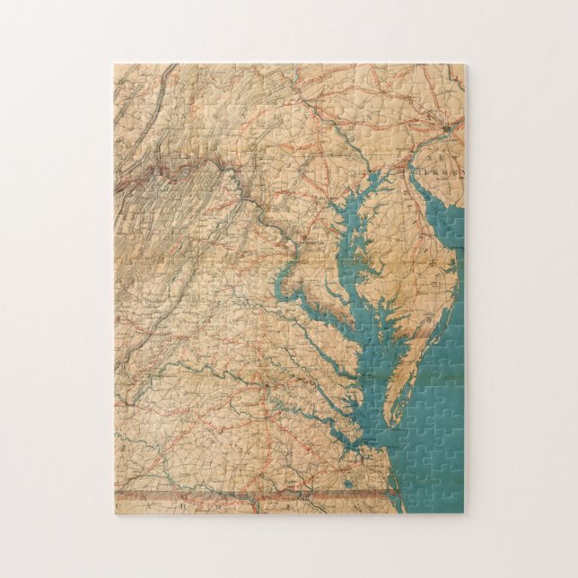 Vintage Map of Virginia and The Chesapeake Bay (Vertikal)