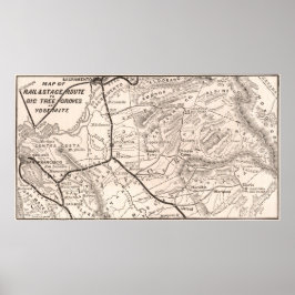 Vintage Map of Yosemite 1876 Poster