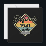 Vintage March 80 Years 1941 80th Birthday Gift Einladung<br><div class="desc">Vintage Limited Edition March 1941 80th Birthday Gifts Design with retro style Palmes and your year of birth. March is the month in which legends born. Cool Established in 1941 birthday gift.</div>