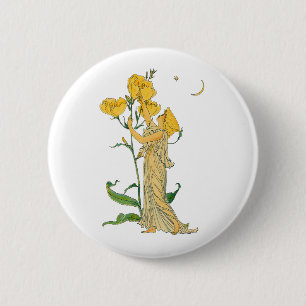 Vintage Märchen, Abend Primrose, Walter Krane Button