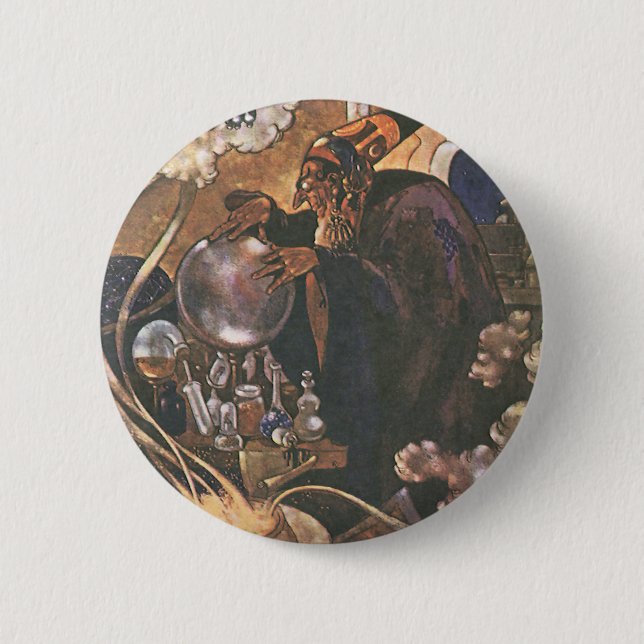 Vintage Märchen, Aladdin und die magische Lampe Button (Vorderseite)