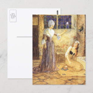 Vintage Märchen Aschenputtel mit Feenpatin Postkarte