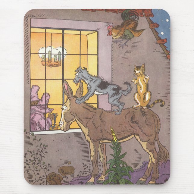 Vintage Märchen, Bremer Stadtmusiker, Hauman Mousepad (Vorne)