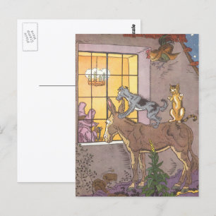Vintage Märchen, Bremer Stadtmusiker, Hauman Postkarte